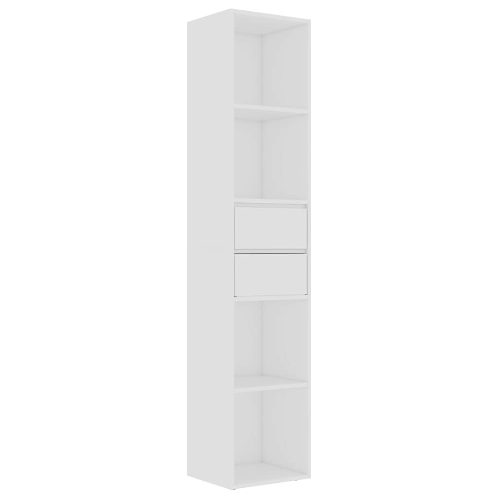 vidaXL Szafka na książki, biała, 36x30x171 cm, materiał drewnopochodny