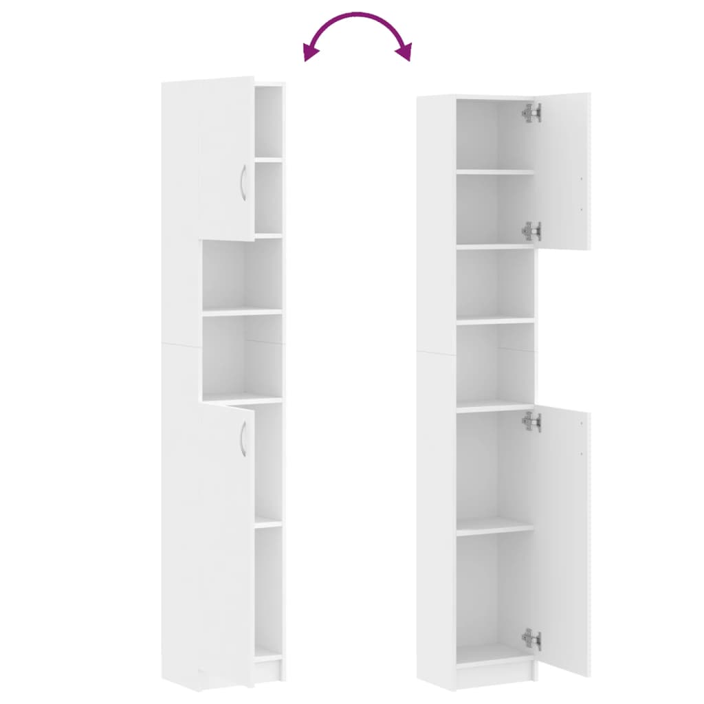 vidaXL Szafka łazienkowa, biała 32x25,5x190 cm materiał drewnopochodny