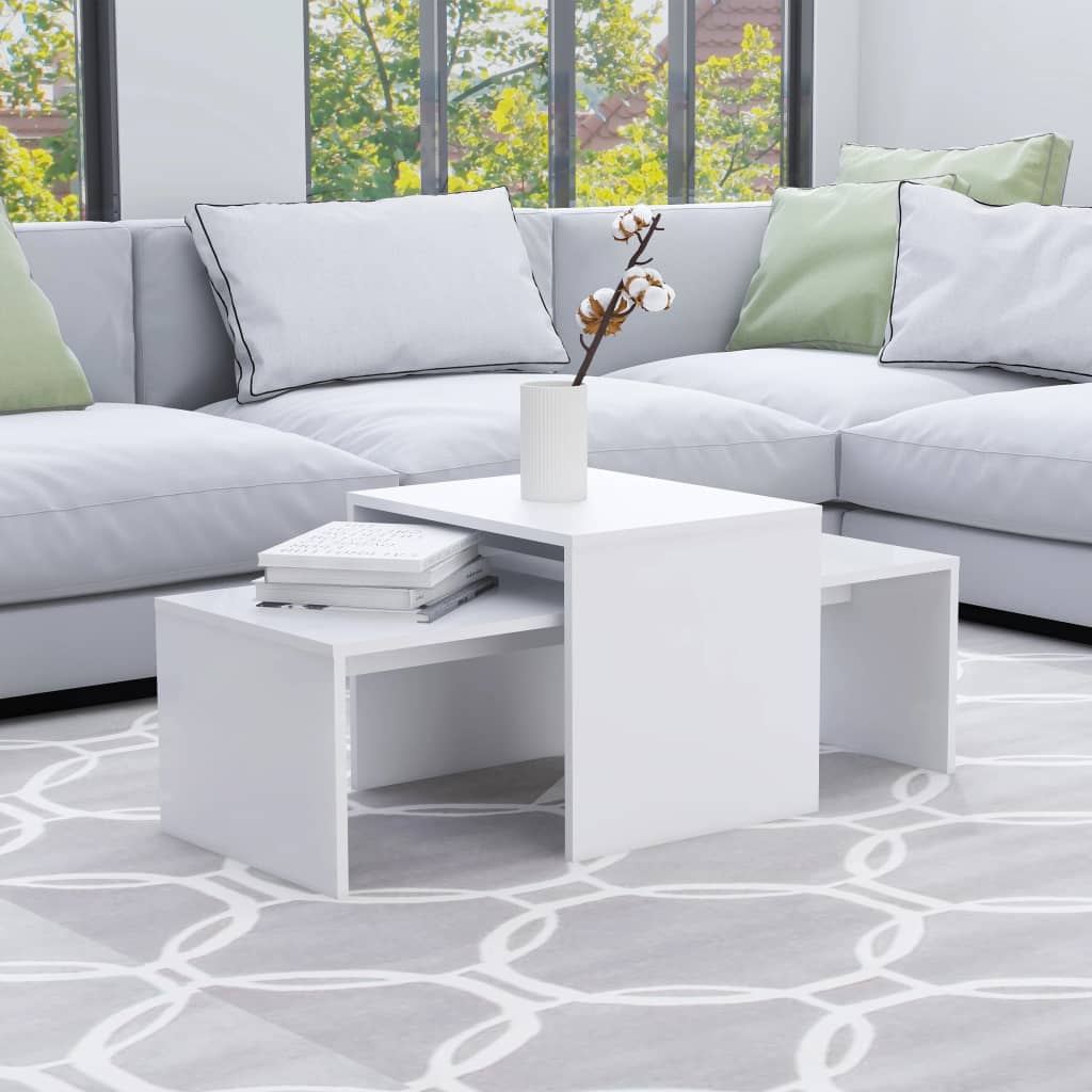 vidaXL Zestaw stolików kawowych, biały, 100x48x40 cm