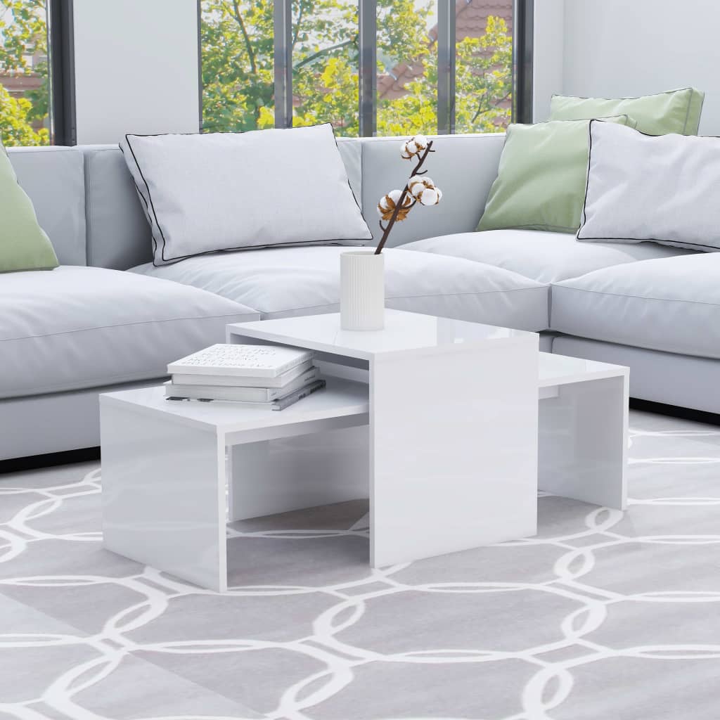 vidaXL Zestaw stolików kawowych, biały na wysoki połysk, 100x48x40 cm