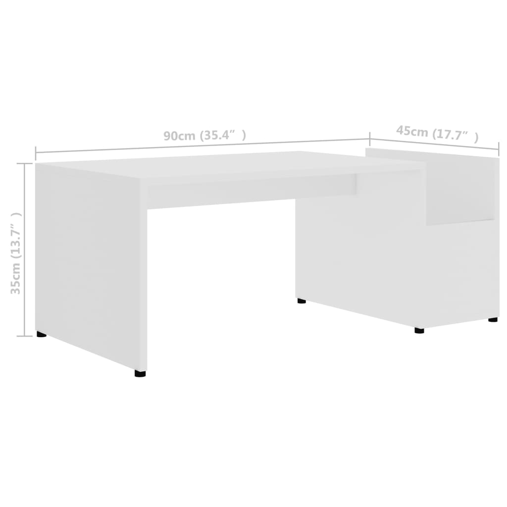 vidaXL Stolik kawowy, biały, 90x45x35 cm, materiał drewnopochodny