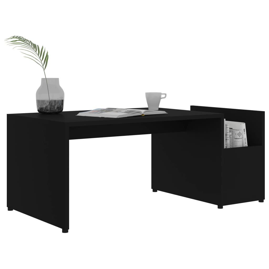 vidaXL Stolik kawowy, czarny, 90x45x35 cm, materiał drewnopochodny