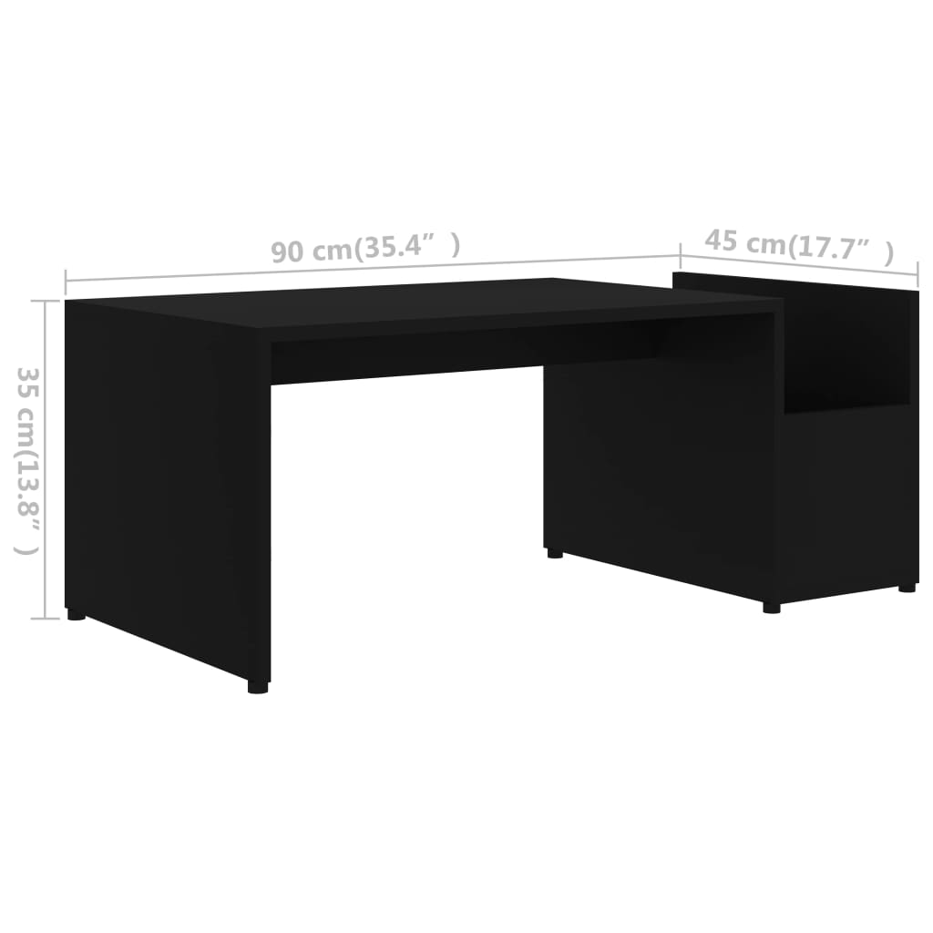 vidaXL Stolik kawowy, czarny, 90x45x35 cm, materiał drewnopochodny