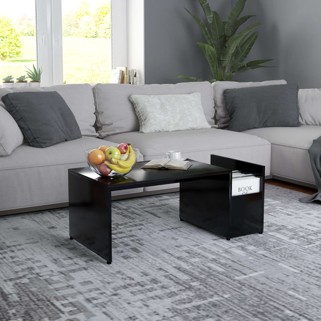 vidaXL Stolik kawowy, czarny, 90x45x35 cm, materiał drewnopochodny