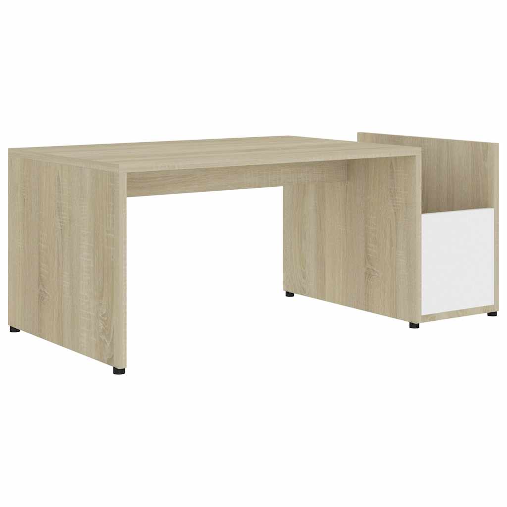 vidaXL Stolik kawowy, biel i dąb sonoma, 90x45x35 cm