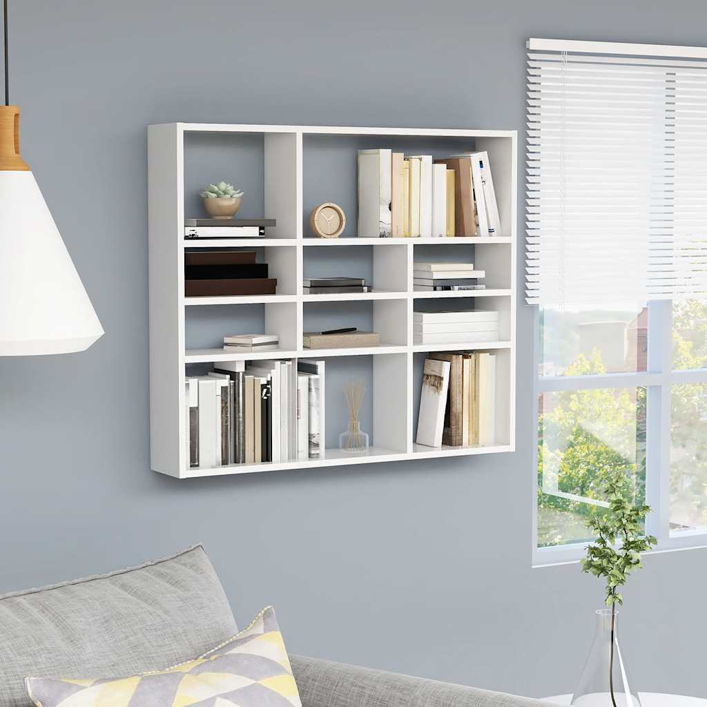 vidaXL Półka ścienna, biała, 90x16x78 cm, materiał drewnopochodny