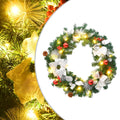 vidaXL Wieniec świąteczny z lampkami LED, zielony, 60 cm, PVC