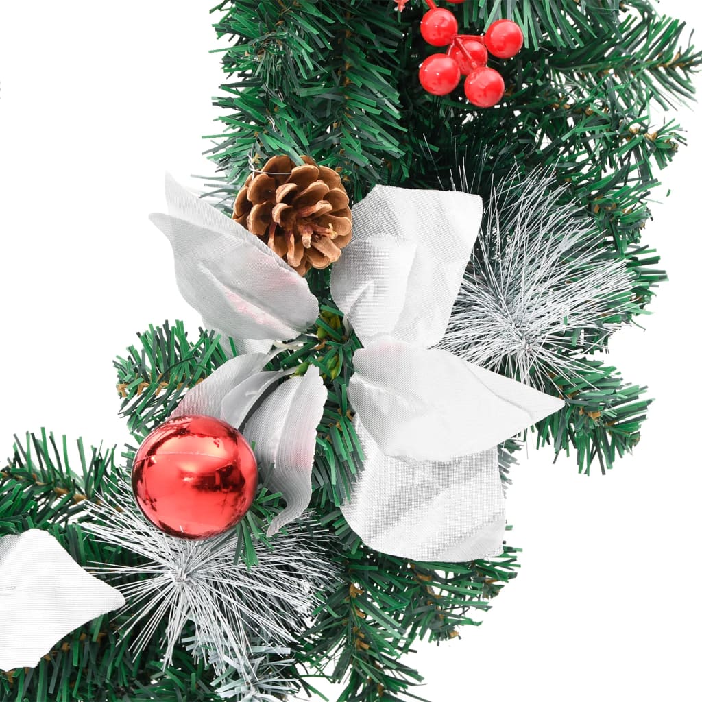 vidaXL Wieniec świąteczny z lampkami LED, zielony, 60 cm, PVC