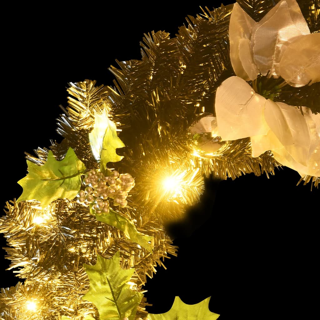 vidaXL Wieniec świąteczny z lampkami LED, czarny, 60 cm, PVC