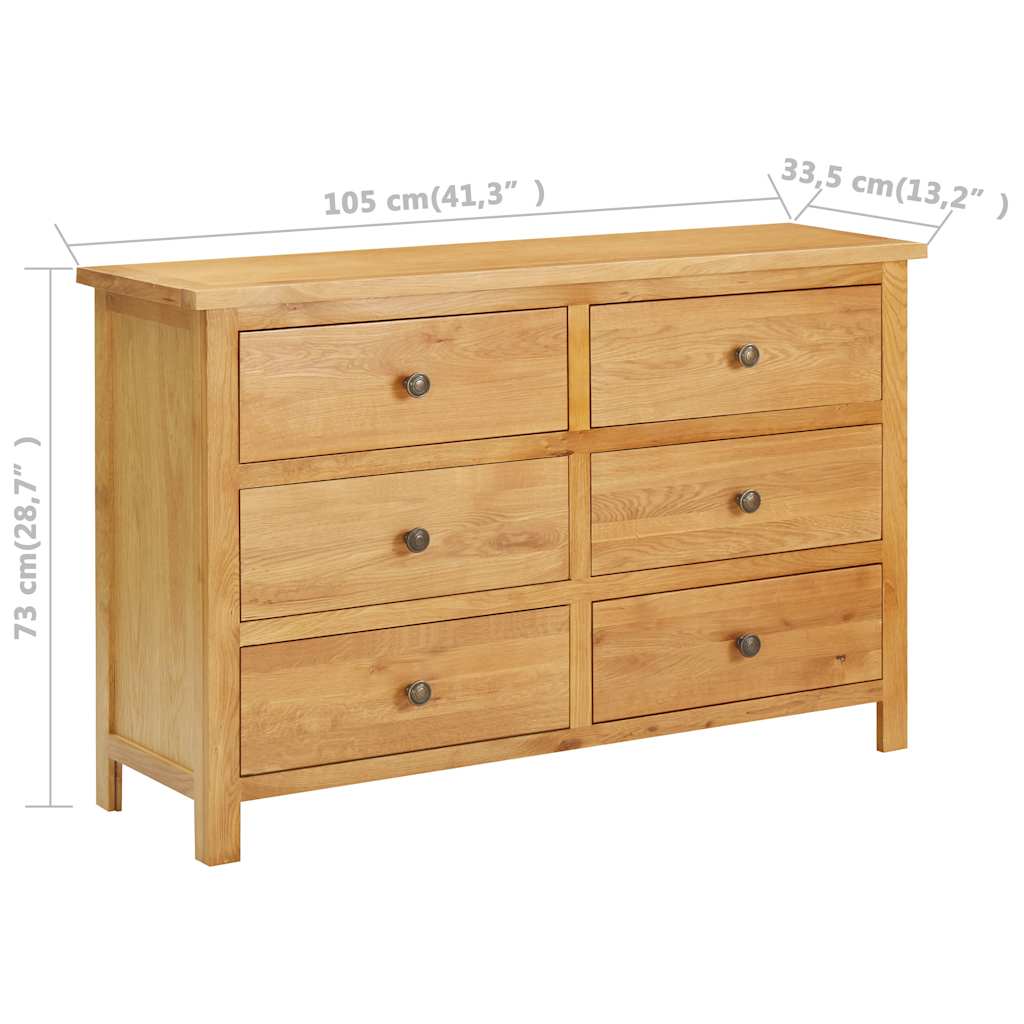 vidaXL Komoda, 105x33,5x73 cm, lite drewno dębowe