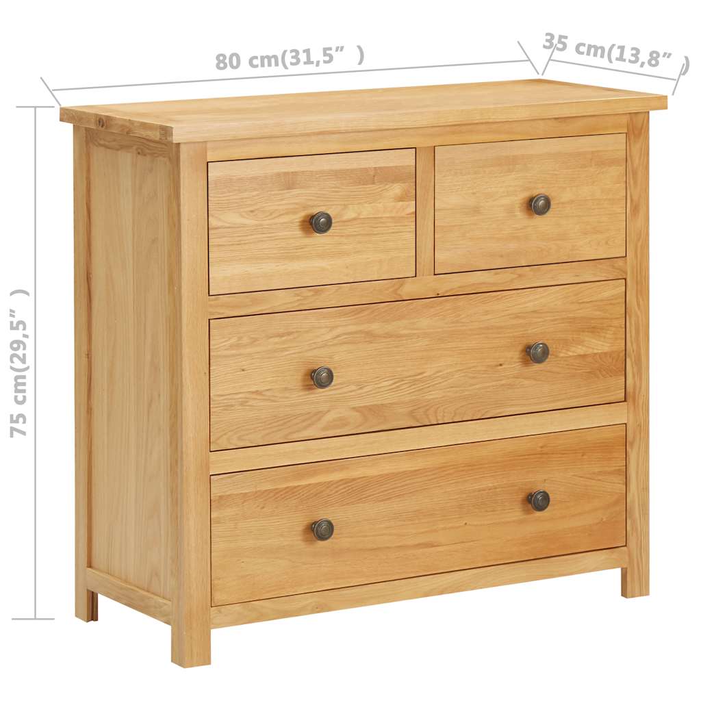vidaXL Komoda, 80x35x75 cm, lite drewno dębowe