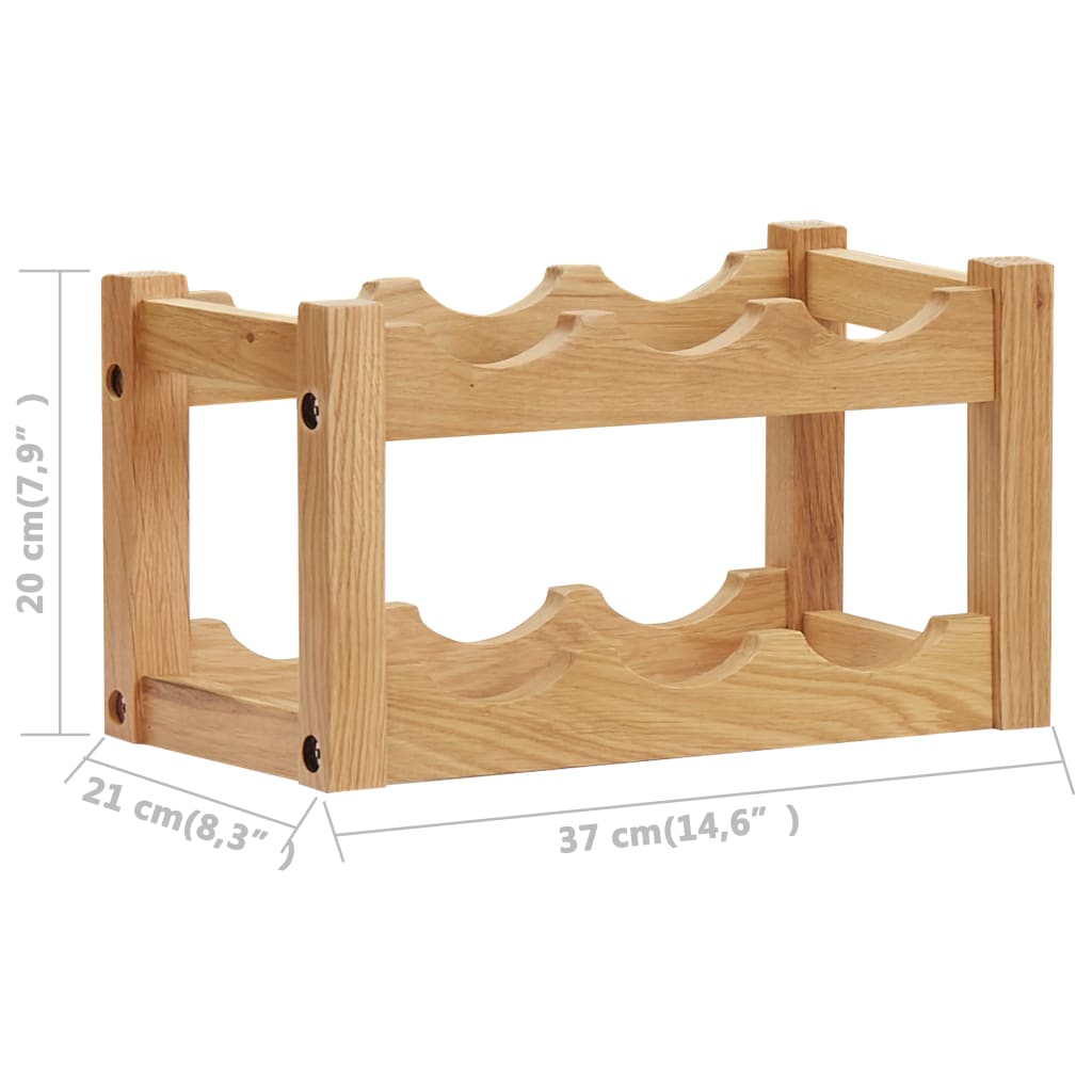 vidaXL Stojak na 6 butelek wina, 37x21x21 cm, lite drewno dębowe