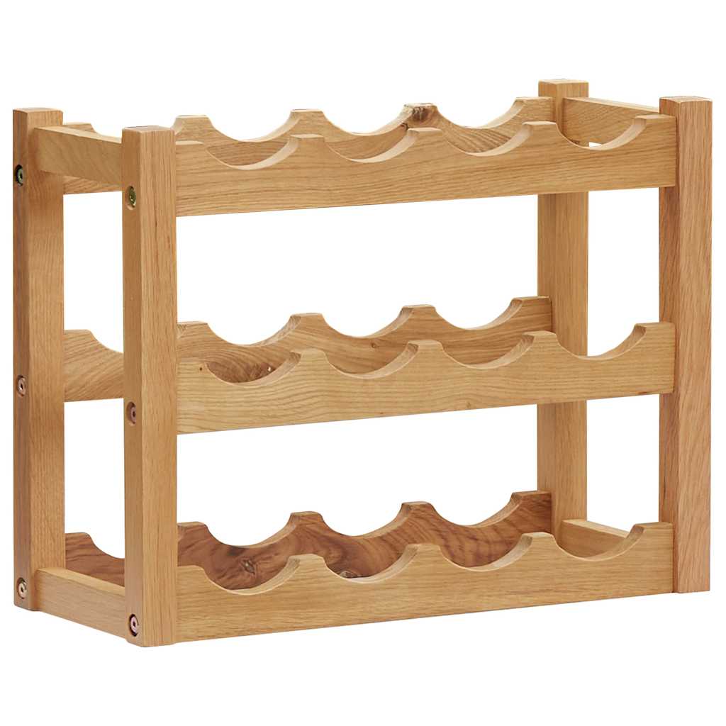 vidaXL Stojak na 12 butelek wina, 47x21x36 cm, lite drewno dębowe