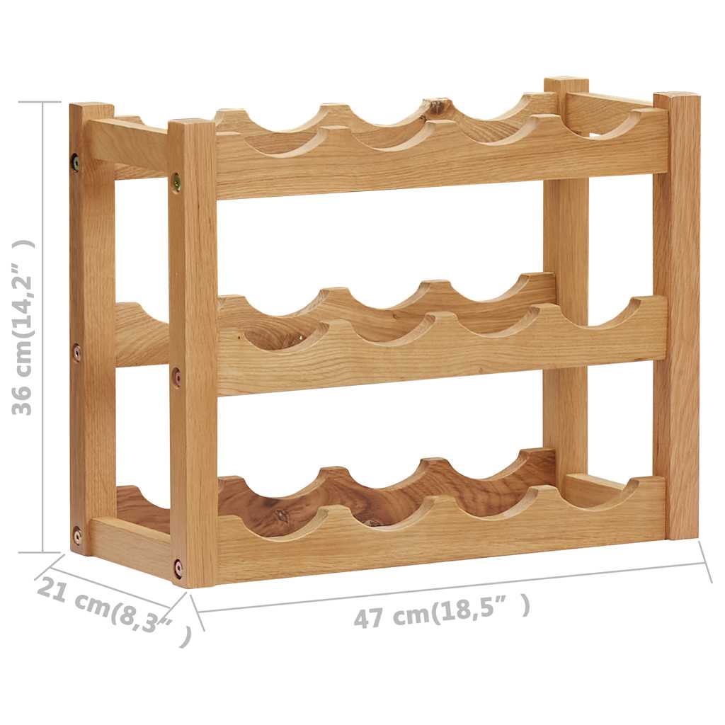 vidaXL Stojak na 12 butelek wina, 47x21x36 cm, lite drewno dębowe