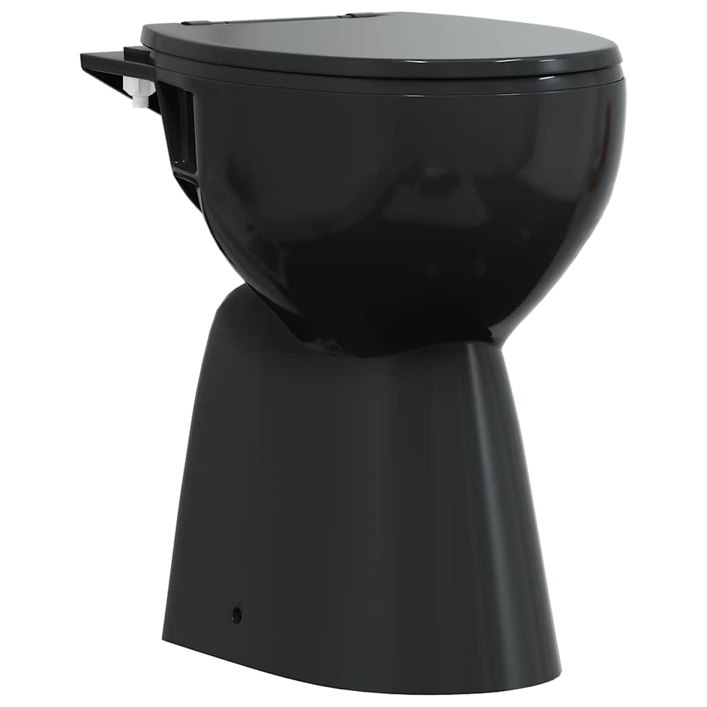 vidaXL Toaleta bezkołnierzowa, 7 cm dodatkowa, ciche zamykanie, ceramika, czarna