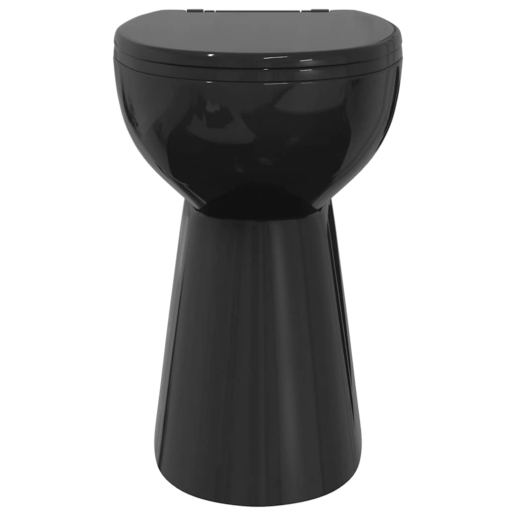 vidaXL Toaleta bezkołnierzowa, 7 cm dodatkowa, ciche zamykanie, ceramika, czarna