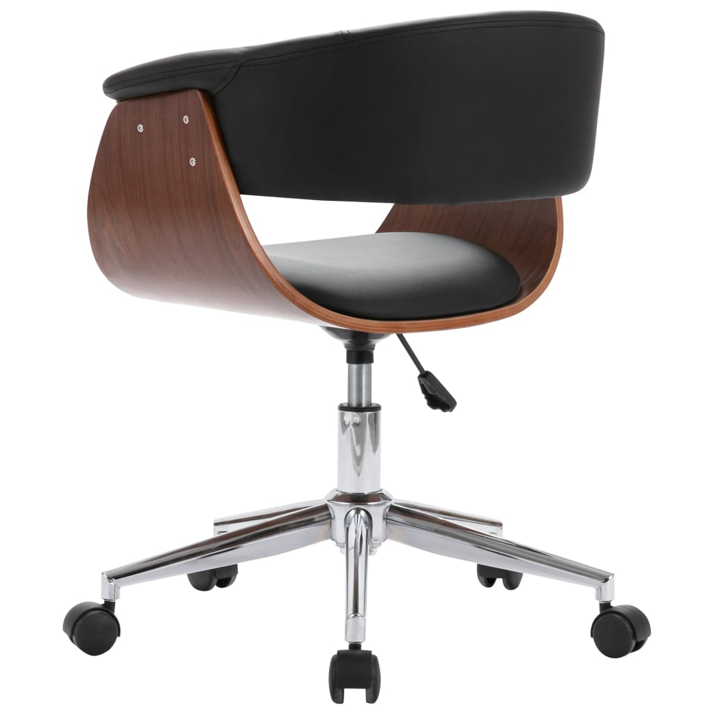 vidaXL Obrotowe krzesło biurowe, czarne, gięte drewno i sztuczna skóra