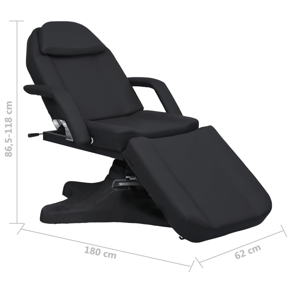 vidaXL Massage Stół do masażu, czarny, 180x62x(86,5-118) cm