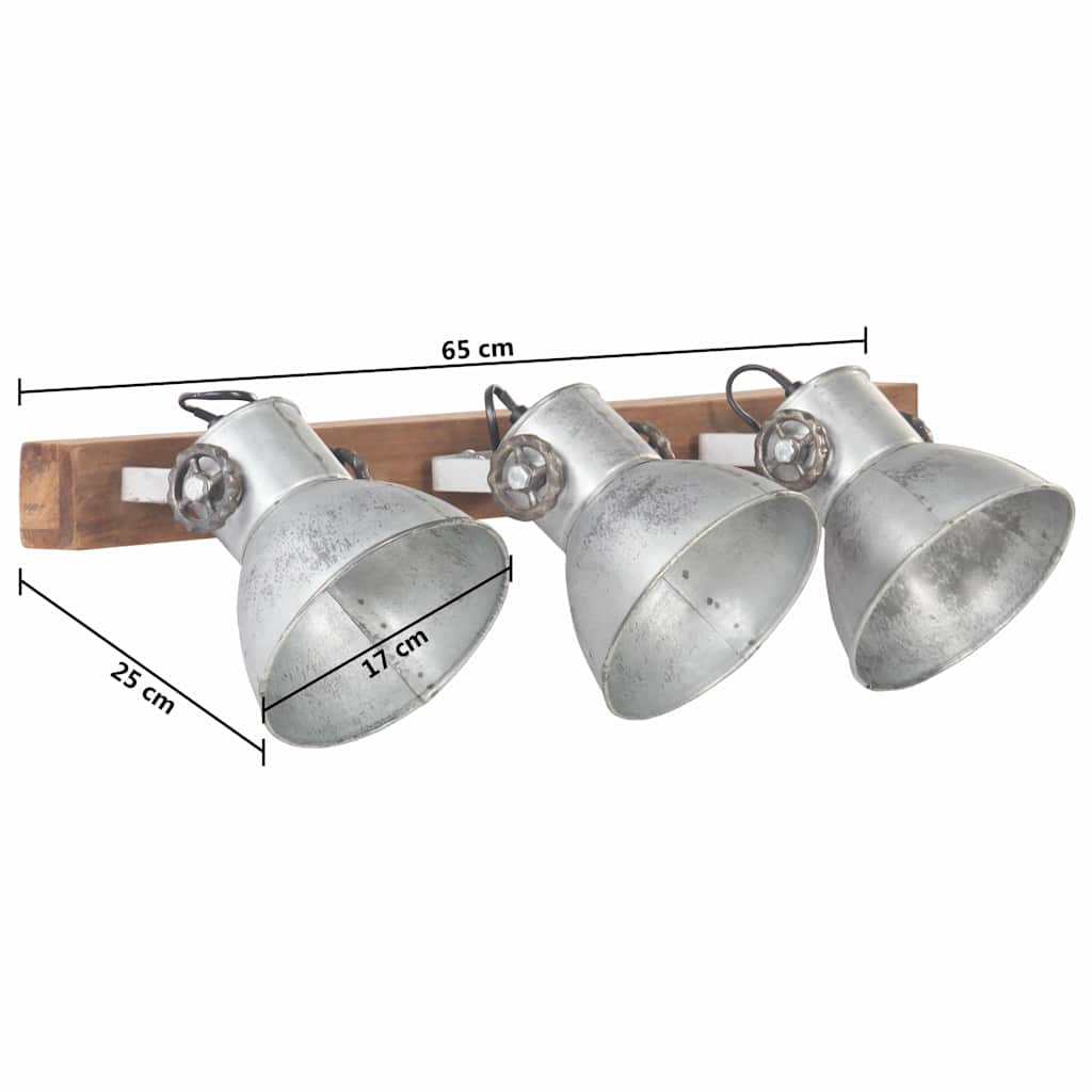 vidaXL Industrialna lampa ścienna, srebrna, 65x25 cm, E27