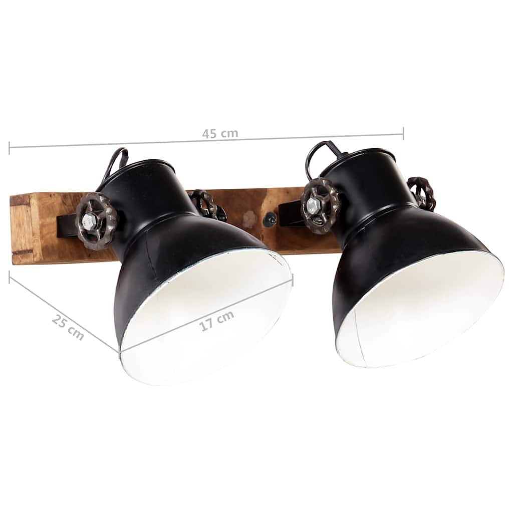 vidaXL Industrialna lampa ścienna, czarna, 45x25 cm, E27