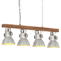 vidaXL Industrialna lampa sufitowa, srebrna, E27, drewno mango