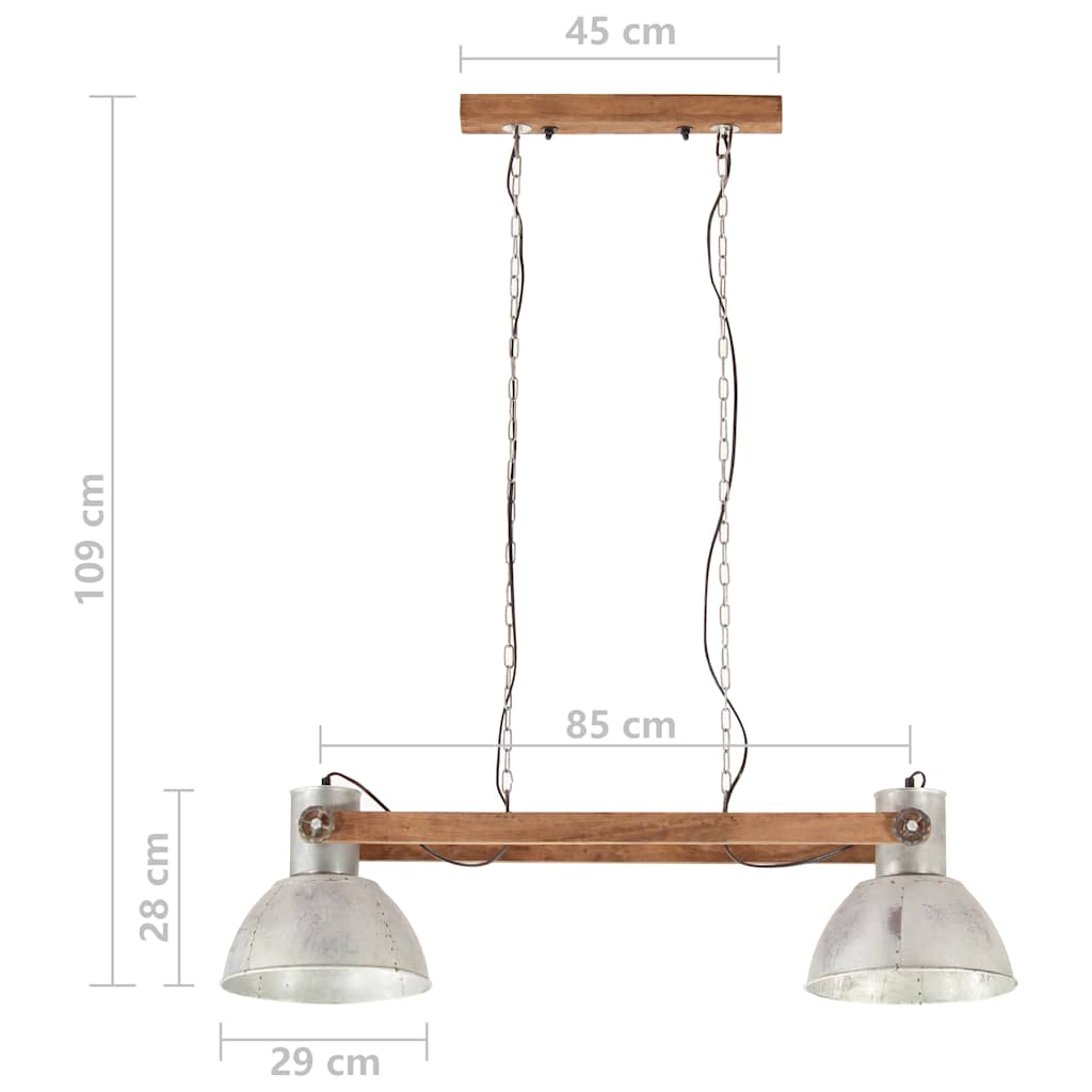 vidaXL Industrialna lampa wisząca, 25 W, srebrna, 109 cm, E27