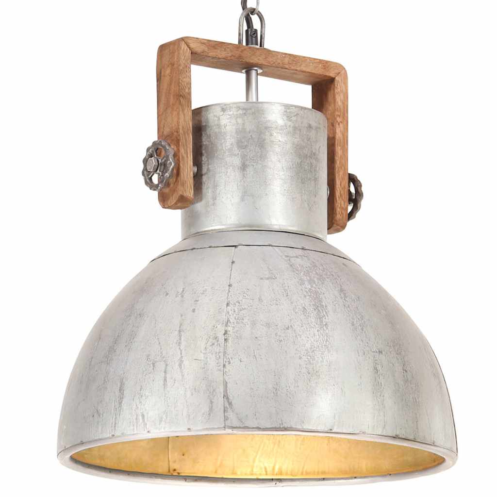 vidaXL Industrialna lampa wisząca, 25 W, srebrna, okrągła, 40 cm, E27