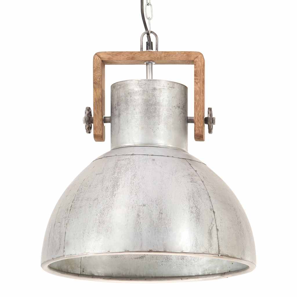 vidaXL Industrialna lampa wisząca, 25 W, srebrna, okrągła, 40 cm, E27