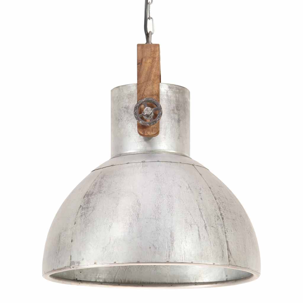 vidaXL Industrialna lampa wisząca, 25 W, srebrna, okrągła, 40 cm, E27
