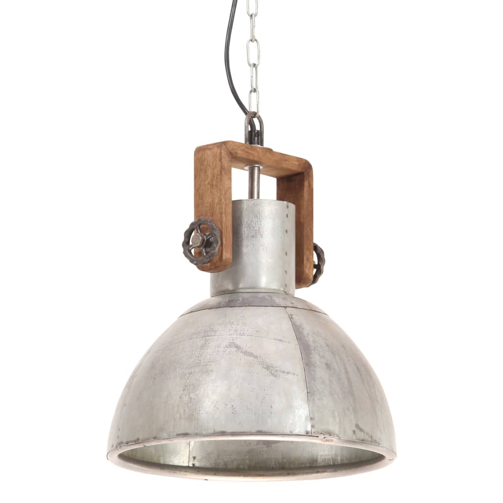 vidaXL Industrialna lampa wisząca, 25 W, srebrna, okrągła, 30 cm, E27