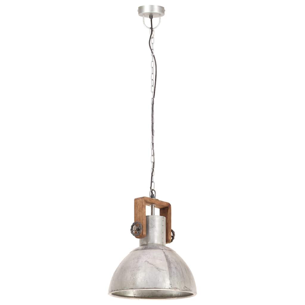 vidaXL Industrialna lampa wisząca, 25 W, srebrna, okrągła, 30 cm, E27