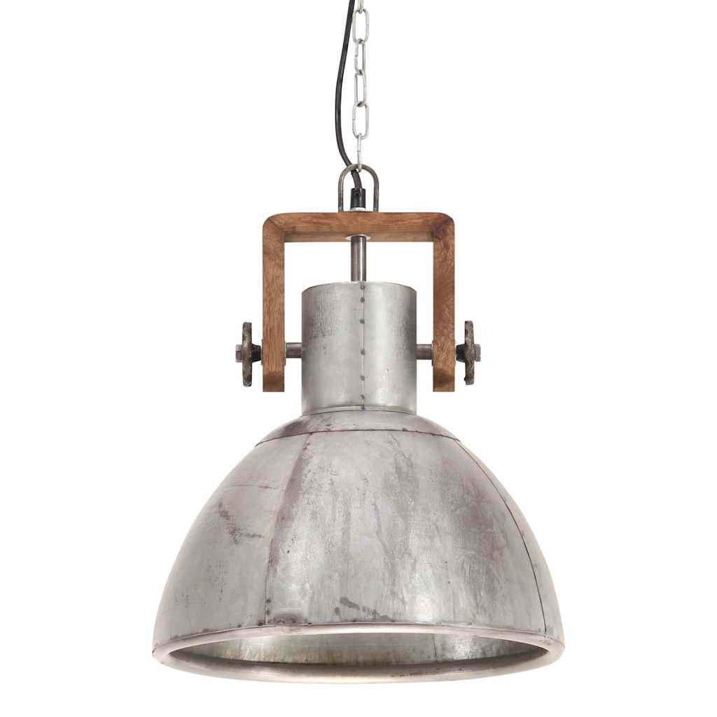 vidaXL Industrialna lampa wisząca, 25 W, srebrna, okrągła, 30 cm, E27