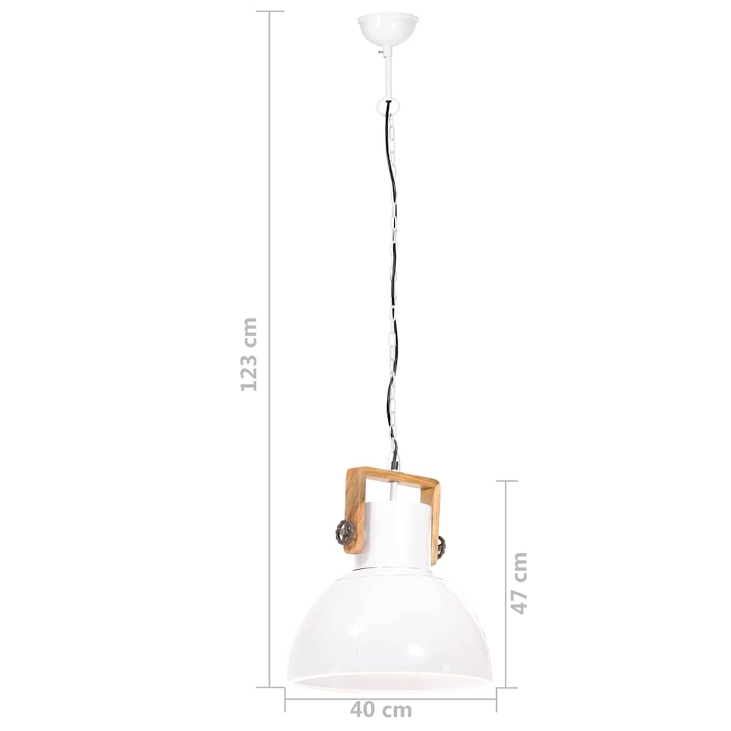 vidaXL Industrialna lampa wisząca, 25 W, biała, okrągła, 40 cm, E27
