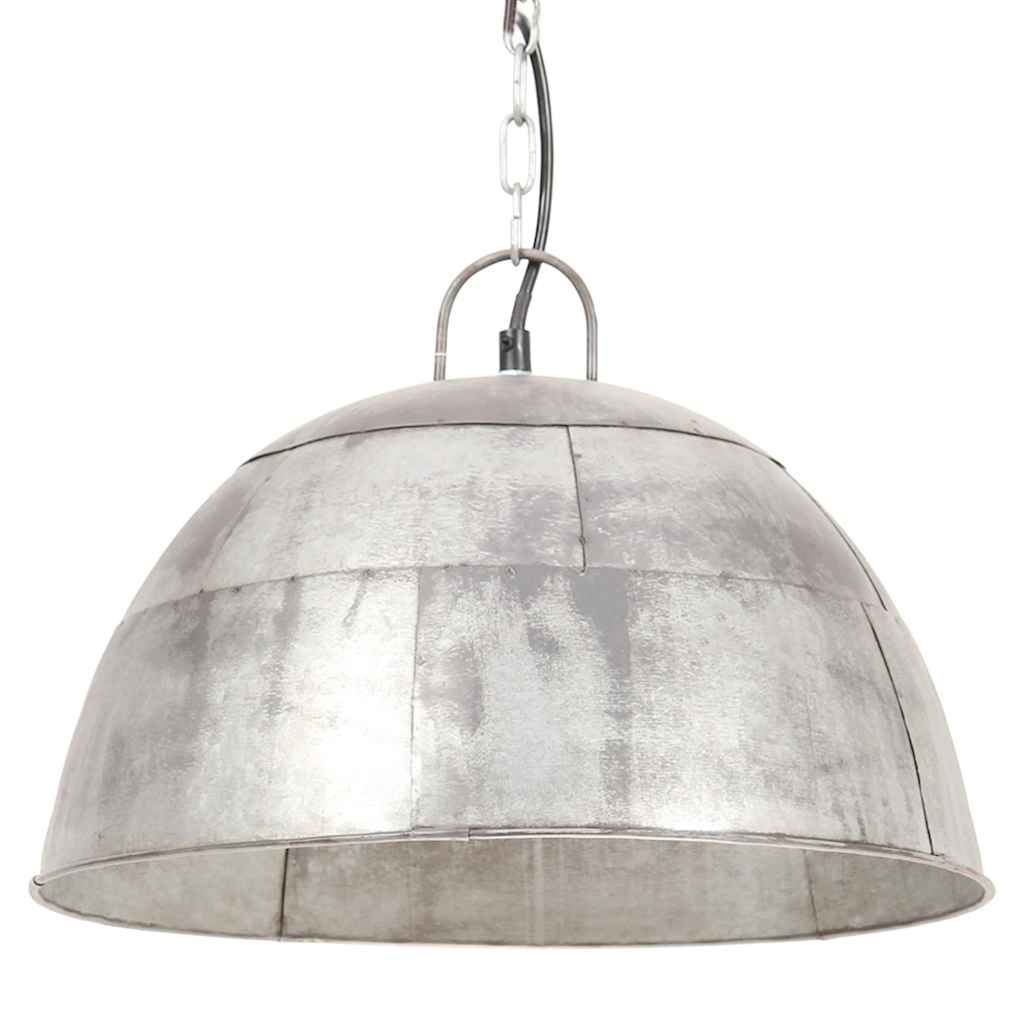 vidaXL Industrialna lampa wisząca, 25 W, srebrna, okrągła, 41 cm, E27