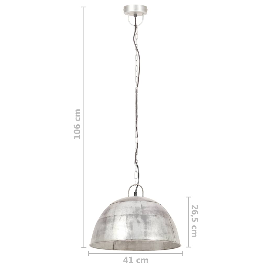 vidaXL Industrialna lampa wisząca, 25 W, srebrna, okrągła, 41 cm, E27