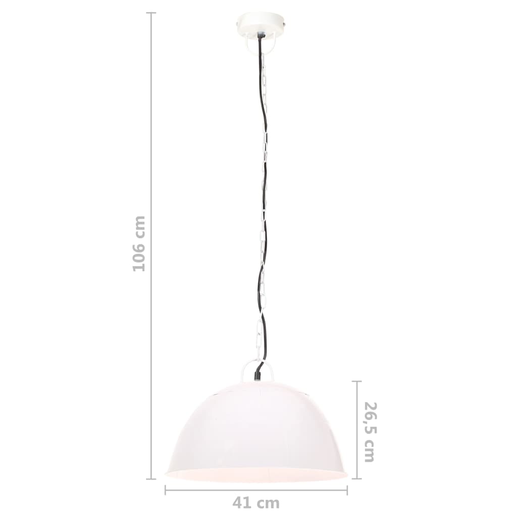 vidaXL Industrialna lampa wisząca, 25 W, biała, okrągła, 41 cm, E27