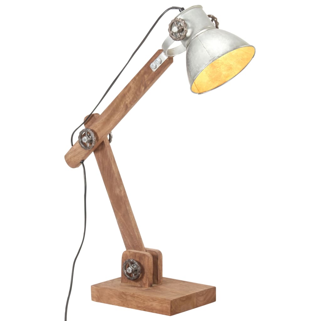 vidaXL Industrialna lampa stołowa, srebrna, okrągła, 58x18x90 cm, E27