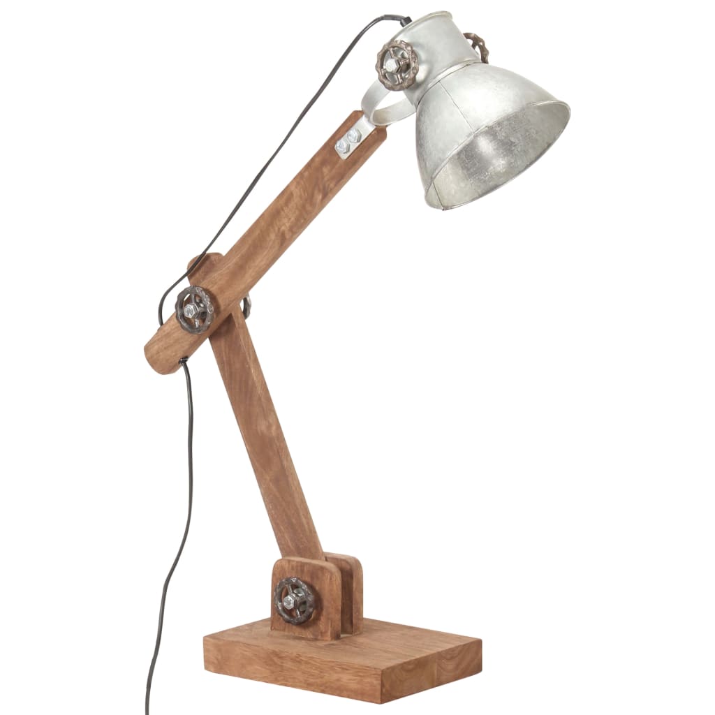 vidaXL Industrialna lampa stołowa, srebrna, okrągła, 58x18x90 cm, E27