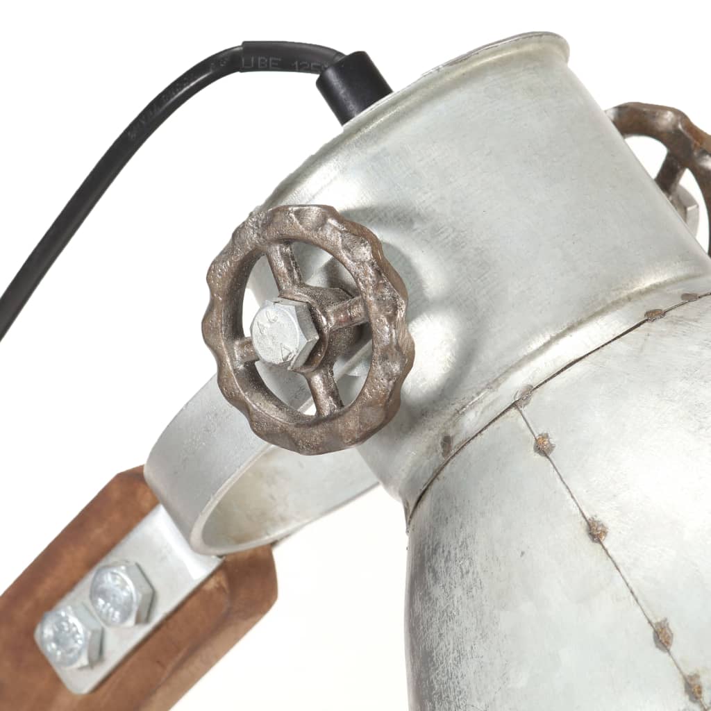 vidaXL Industrialna lampa stołowa, srebrna, okrągła, 58x18x90 cm, E27
