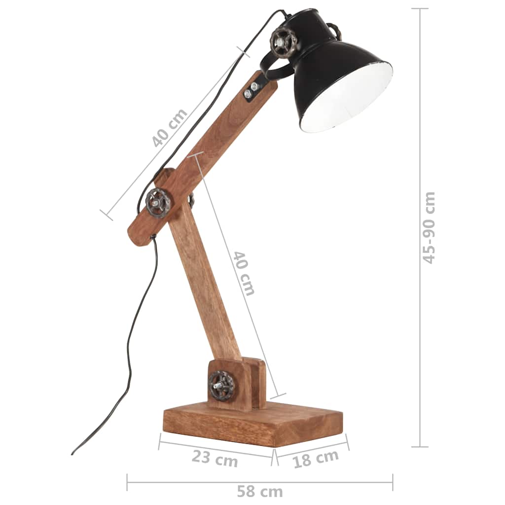vidaXL Industrialna lampa stołowa, czarna, okrągła, 58x18x90 cm, E27