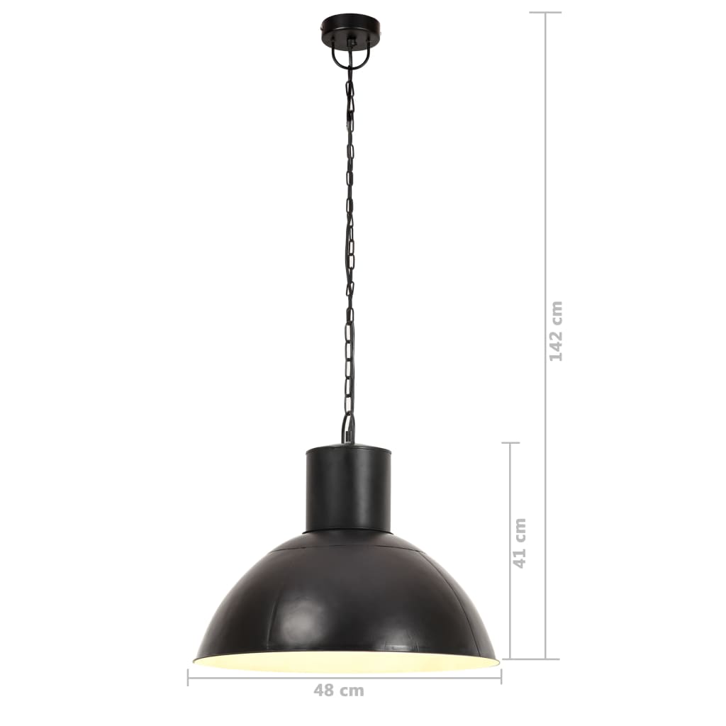 vidaXL Lampa wisząca, 25 W, czarna, okrągła, 48 cm, E27