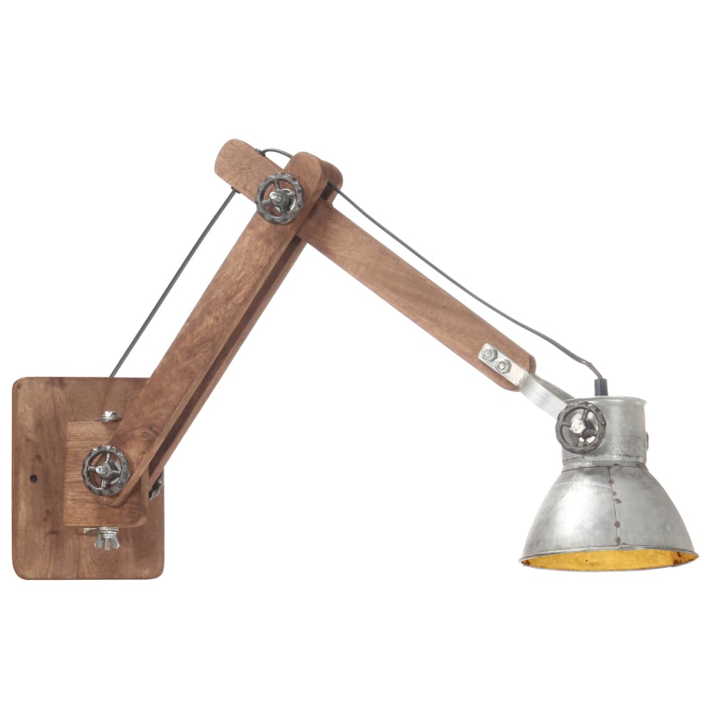 vidaXL Lampa ścienna w industrialnym stylu, srebrna, okrągła, E27