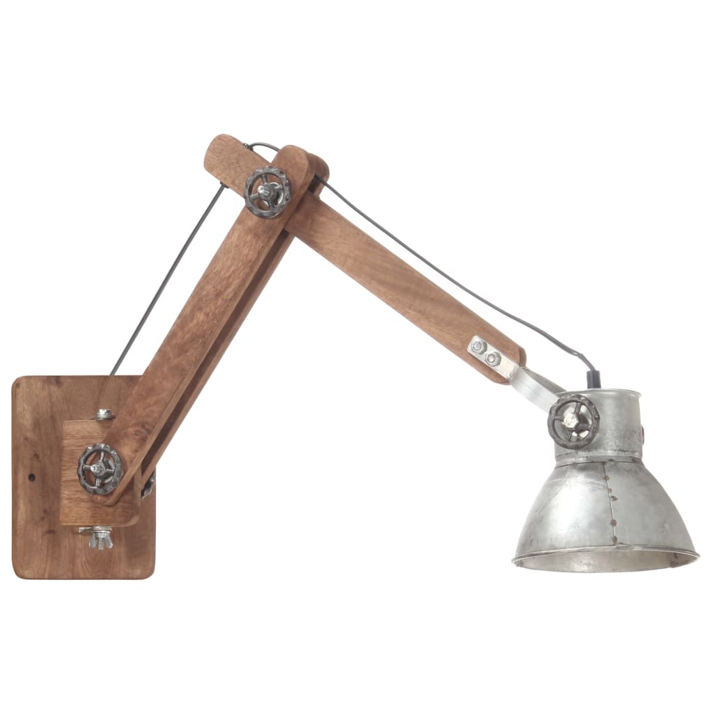vidaXL Lampa ścienna w industrialnym stylu, srebrna, okrągła, E27