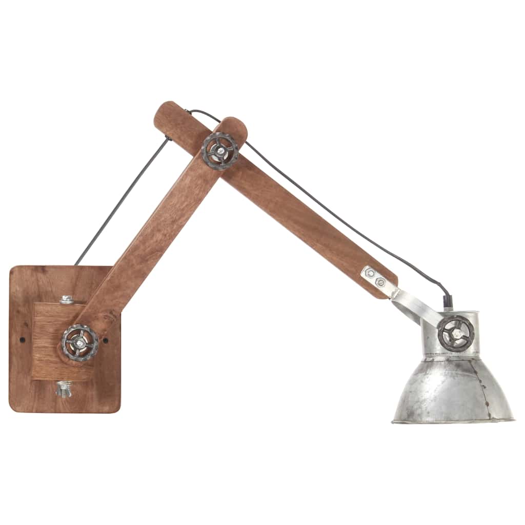 vidaXL Lampa ścienna w industrialnym stylu, srebrna, okrągła, E27