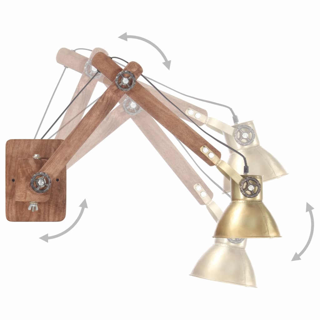 vidaXL Lampa ścienna w industrialnym stylu, mosiężna, okrągła, E27