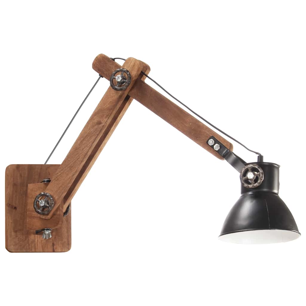 vidaXL Lampa ścienna w industrialnym stylu, czarna, okrągła, E27