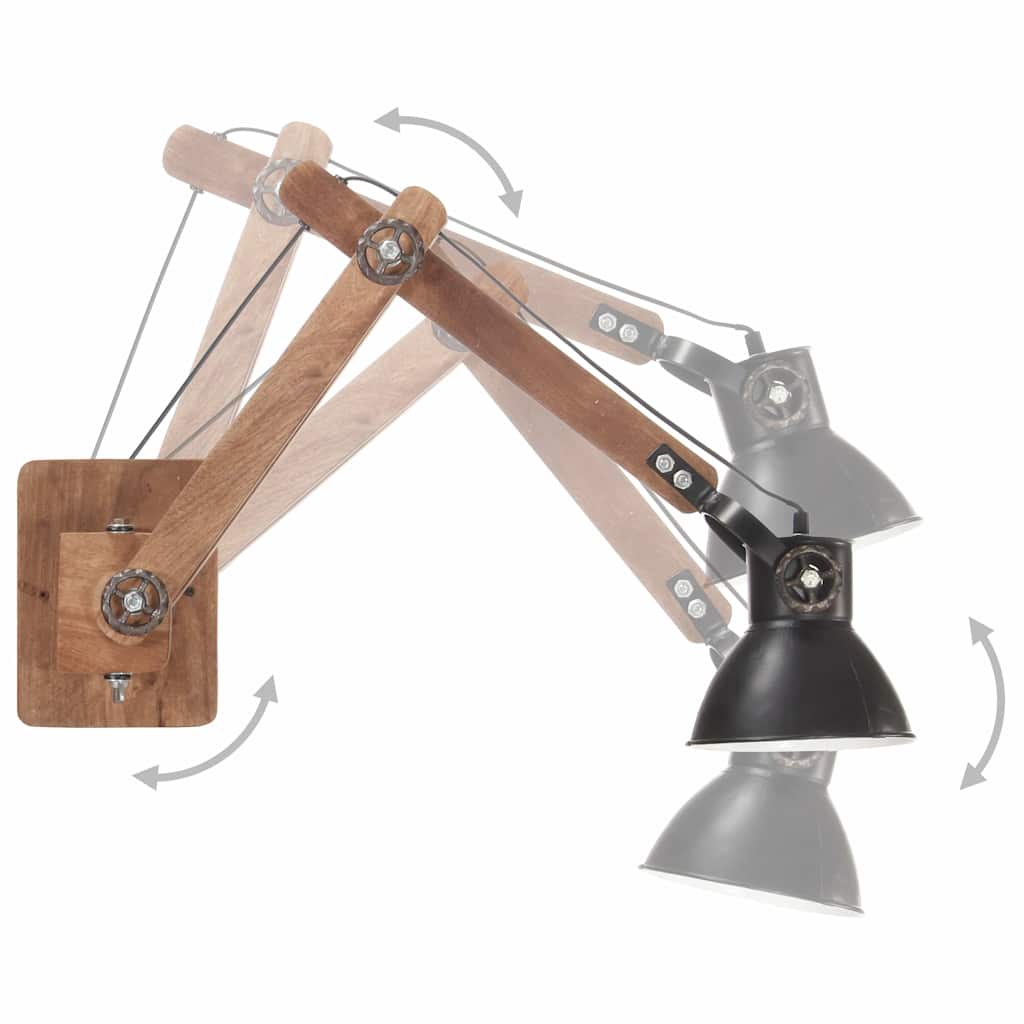 vidaXL Lampa ścienna w industrialnym stylu, czarna, okrągła, E27