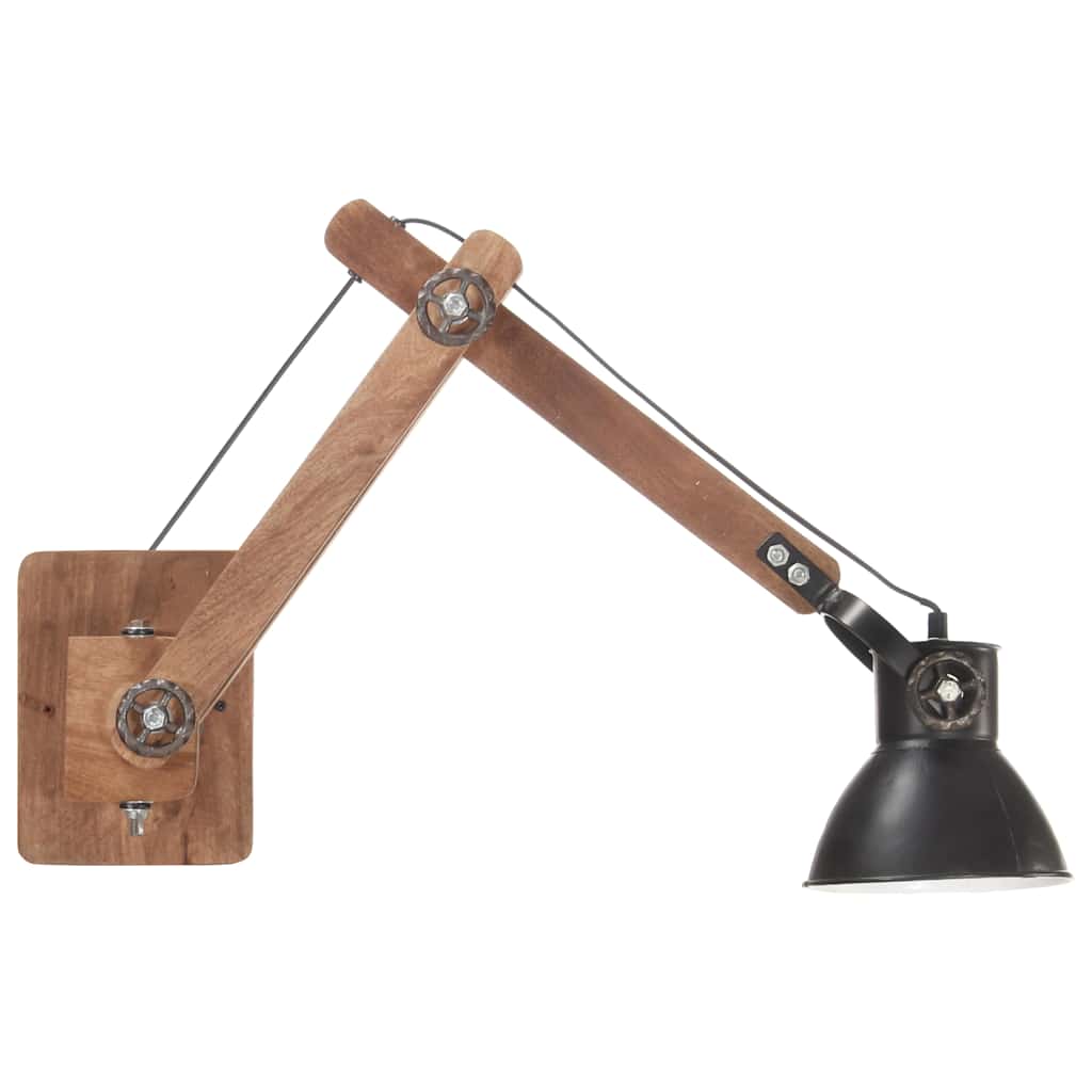 vidaXL Lampa ścienna w industrialnym stylu, czarna, okrągła, E27