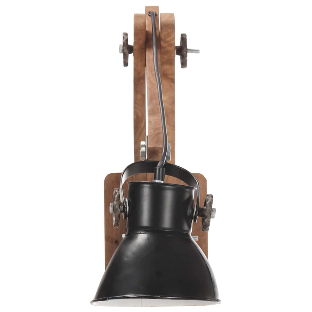 vidaXL Lampa ścienna w industrialnym stylu, czarna, okrągła, E27