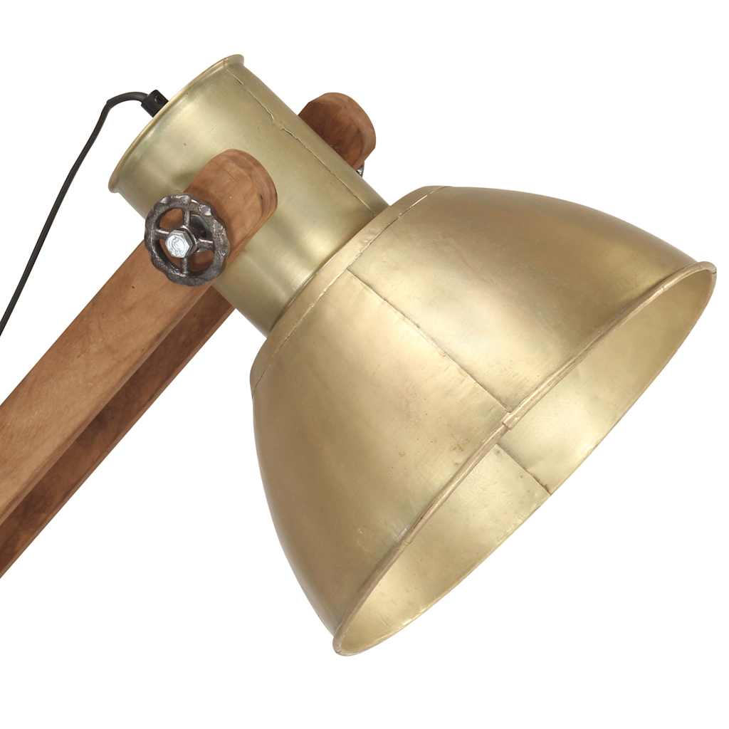 vidaXL Lampa podłogowa, kolor mosiądzu, E27, lite drewno mango